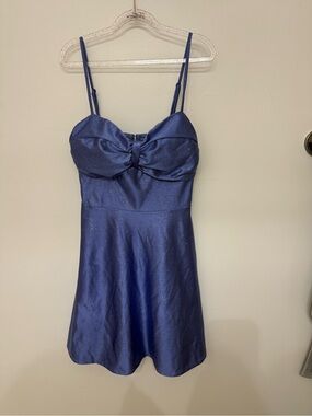 Windsor Shimmer Navy Bow-Front Mini Dress